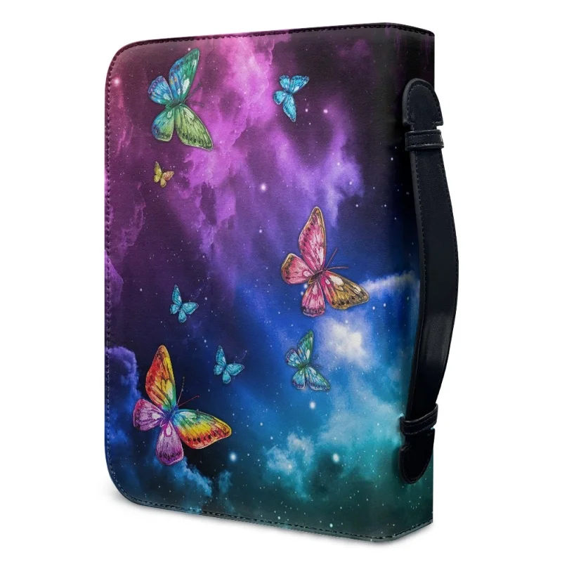 Faith I Can Do All Things Through Christ Philippians Butterfly Galaxy  Leather Personalitized Bible Bags Holy Storage Book Box