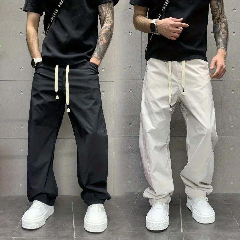 

Мужские повседневные брюки-кимары с широкими штанинами и большими карманами, однотонные, простого дизайна, коллекция Весна-Лето 2026