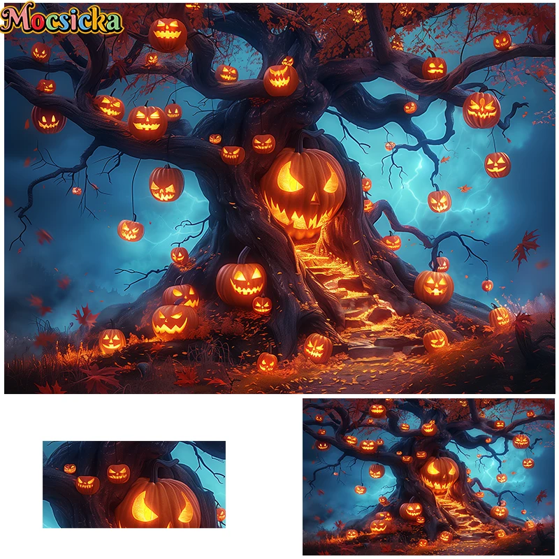 

Mocsicka Witches Ball Halloween Backdrops Kids Photgrpahy Adult Child Photocall Props Pumpkin Lanterns Decor Festival Background