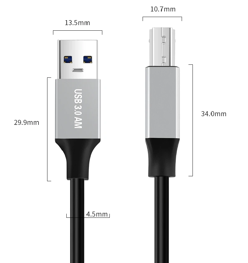 1m 2m 3m USB Type A To USB 3.0 2.0 Male Type B Printer Cable High-speed Square Port Data Computer  Connection For HP Canon Epso