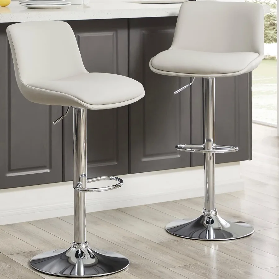 

Барные стульяСовременный вращающийся табурет с мягкой обивкой и спинкой для бара и стойки, регулируемая высота от 24 до 34 дюймов, набор из 2 ПУ цвета хака