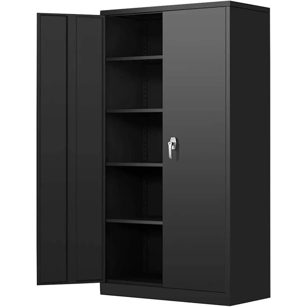 Gabinete de almacenamiento de acero SnapIt, gabinete de almacenamiento de garaje de Metal con bloqueo de 72 ", 4 estantes ajustables, 2 puertas y cerradura para archivo