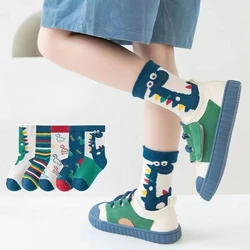 5Pairs/lot Children Socks for Girls Cotton Cute Outdoor Travel Sports Socks Animal Dinosaur Causual Sports Clothes Accessories