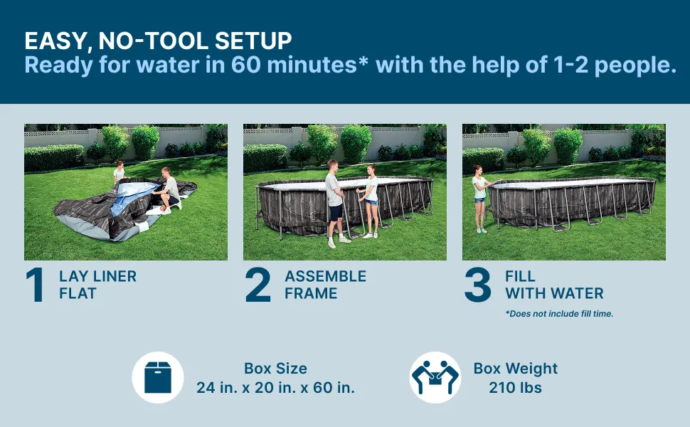 Bestway Power Steel 20&amp;#39; x 12&amp;#39; x 48&amp;#34; Oval Above Ground Outdoor Swimming Pool Set
