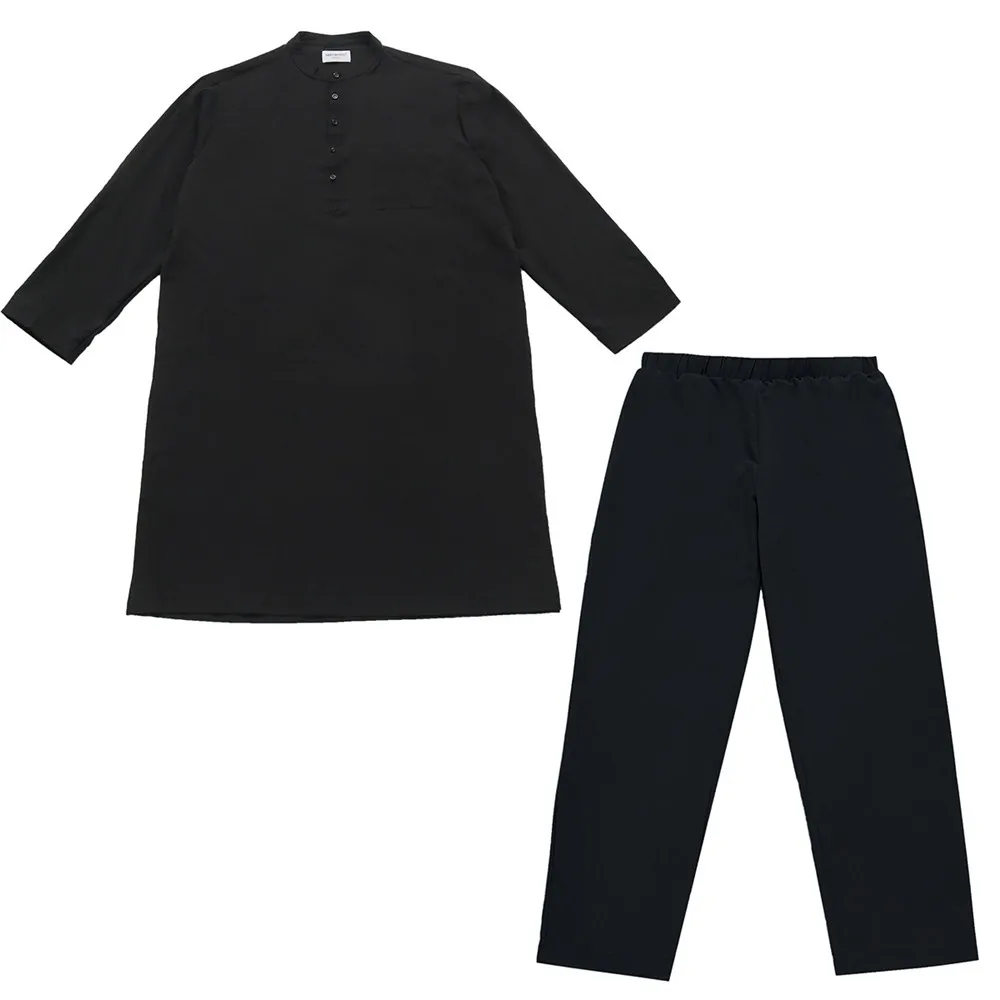 Muslim Sets Men Jubba Thobe Long Robe Pants Saudi Abaya Caftan Dubai Arab Shirts Trousers 2pcs Daffah Dishdasha Islam Clothing