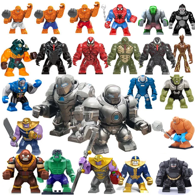 Anime Figure Marvel Superhero Mini Building Block Doll The Hulk Iron Man Assembly Building Block Toy Children\'s Birthday Gift