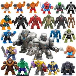 Mini bloques de construcción de superhéroes de Marvel para niños, figura de Anime, Hulk, Iron Man, ensamblaje, juguete, regalo de cumpleaños