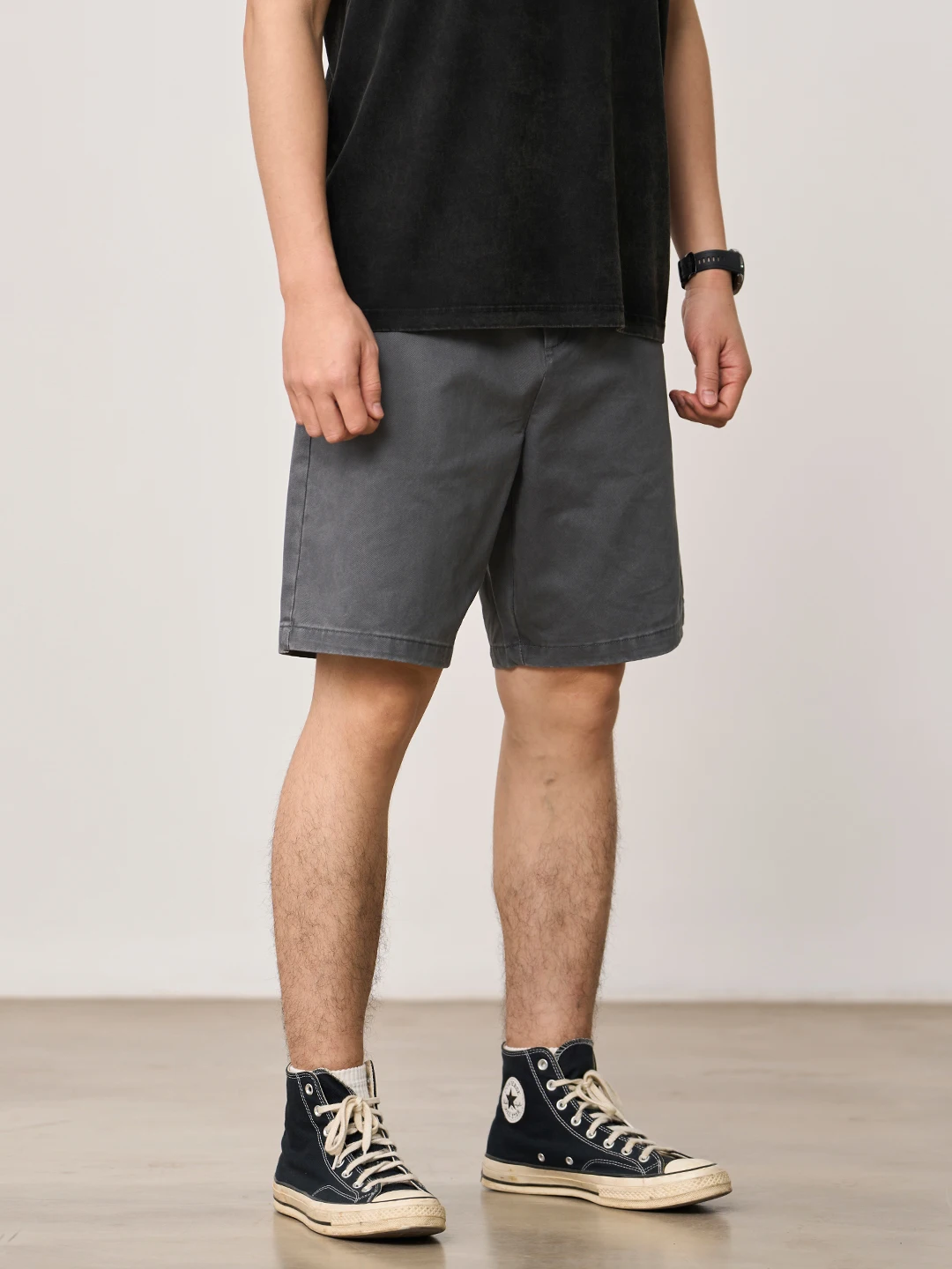 Loose Fit SIMWOOD Denim Classic Washed Corduroy Shorts mid Waist Casual Men's Summer Shorts Straight Leg Five-Quarter Length