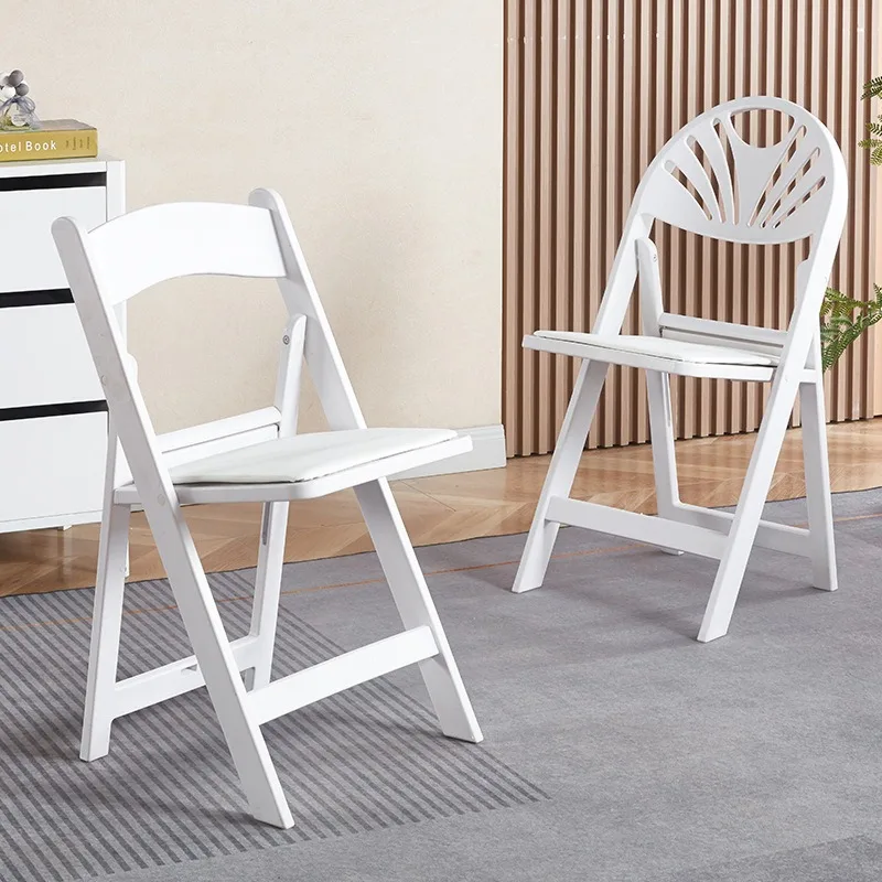 Foldable Chair Plastic Banquet Chair Backrest Chair Outdoor Chair Full Plastic Resin Chair Convenient Wedding Adult Guest Chair