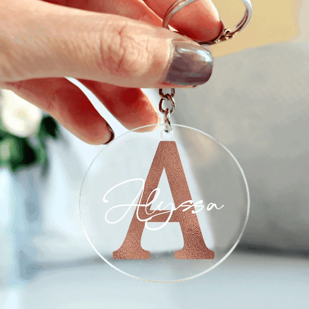 Personalized Letter with Name Keychain Pendant Acrylic Key Chain Keyring Car Key Bag Jewelry Accessories Wedding Birthday Gifts