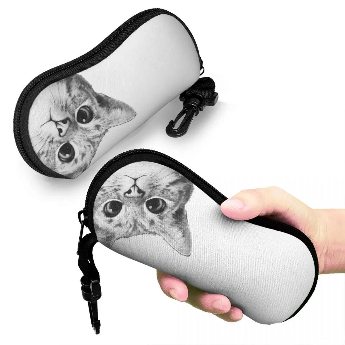 

Sneaky Cat Shell Glasses Case Protector Sunglasses Box Women Men Soft Eyeglass Bag Pouch