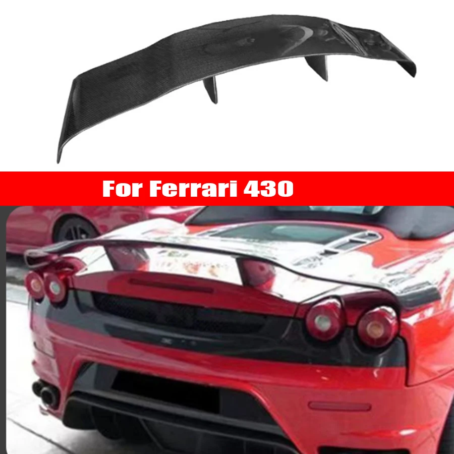 For Ferrari 430 Carbon Fiber Spoiler Tail fins Rear Trunk Spoiler Guide Wing Rear Wing Car HM style body kit