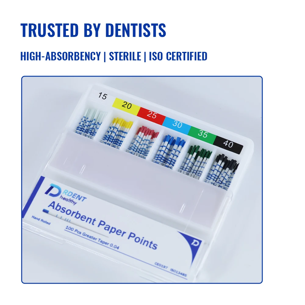 

DRDENT 3 Boxs Absorbent Paper Points Endodontic Cones 04 06 Taper Dental With scale materials Root canal paper points PP Sterile