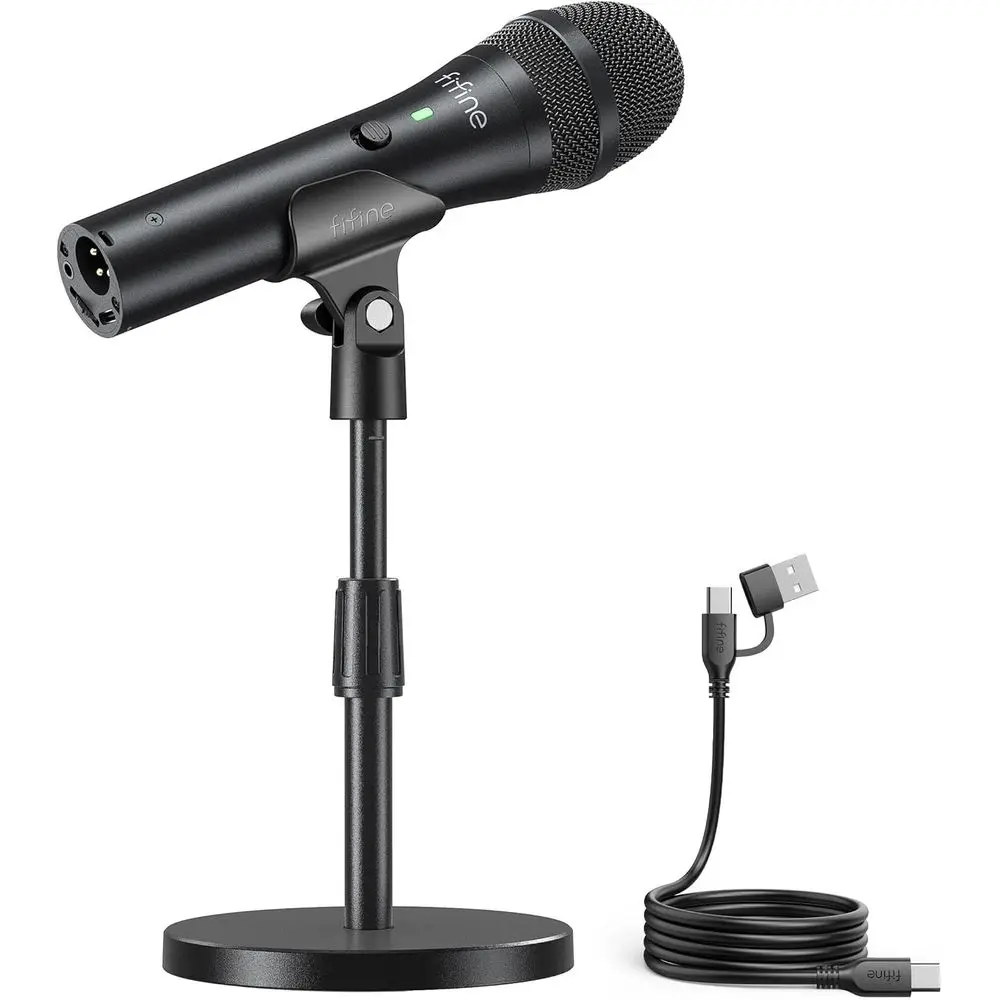 

USB XLR Microphone for Podcasting, Studio Recording, Adjustable Stand, Wind Screen, Ideal for Streaming, Voice Overs, and Vocal