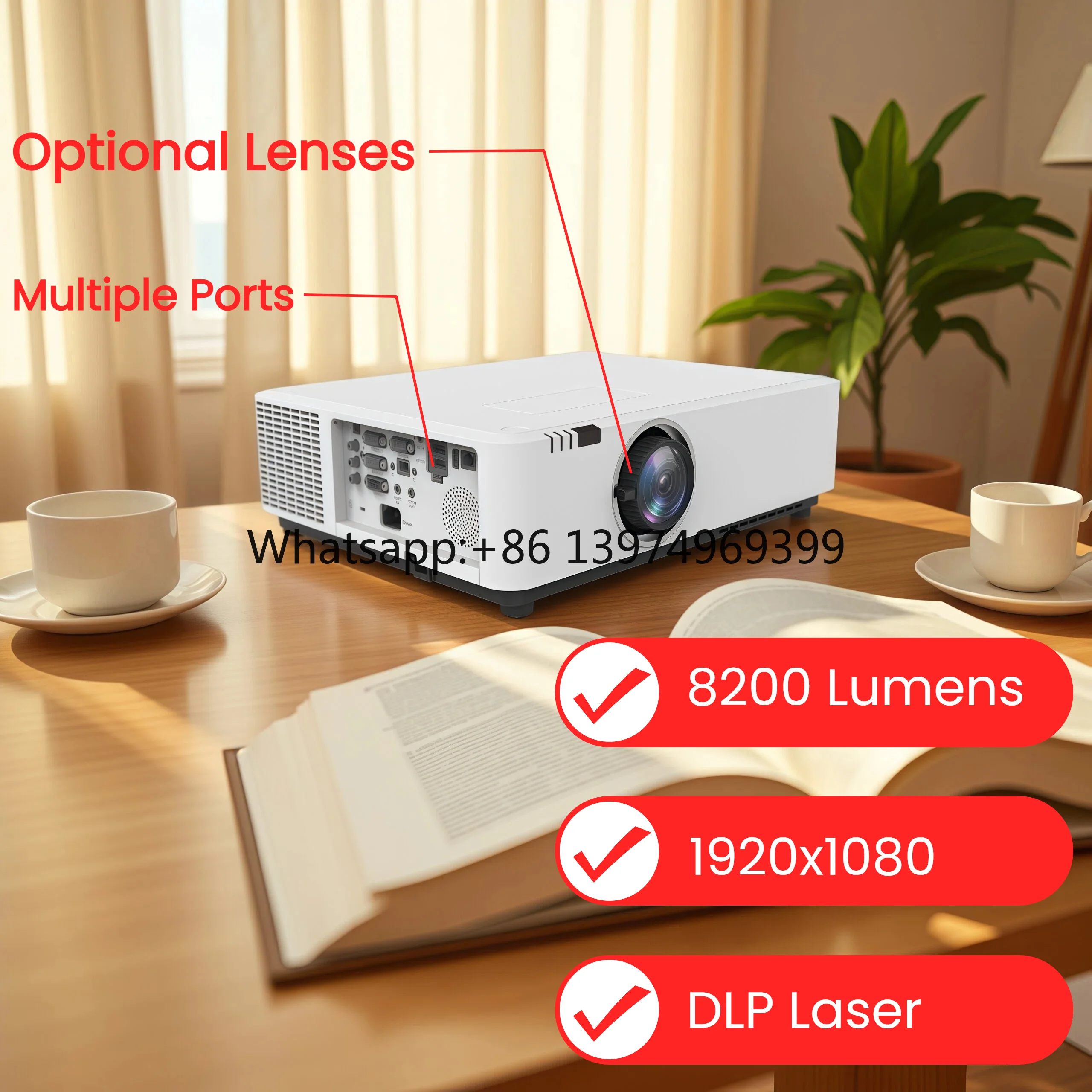 SMX Large Venue 3LCD Outdoor Business Native 1920x1080 Full HD 8200 Lumens Short Throw Laser Projector