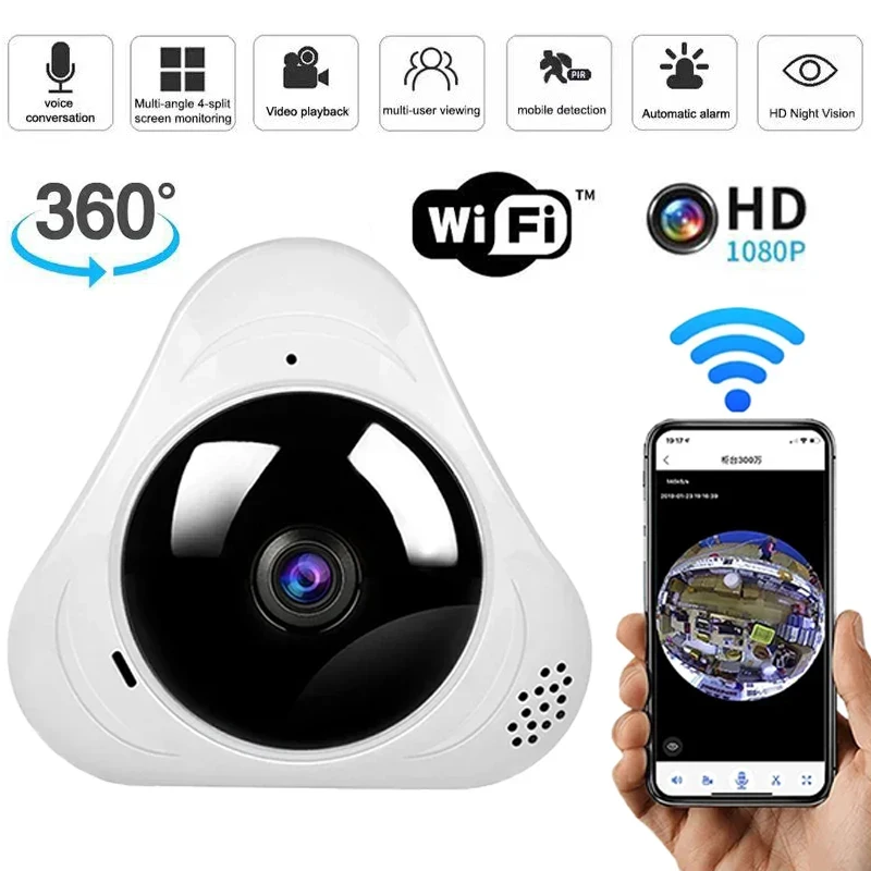 

360 Degree WiFi Panoramic Camera 1080P Security Fisheye IP 3MP Smart Home Night Vision Sports Monitoring APP Monitoring Camera
