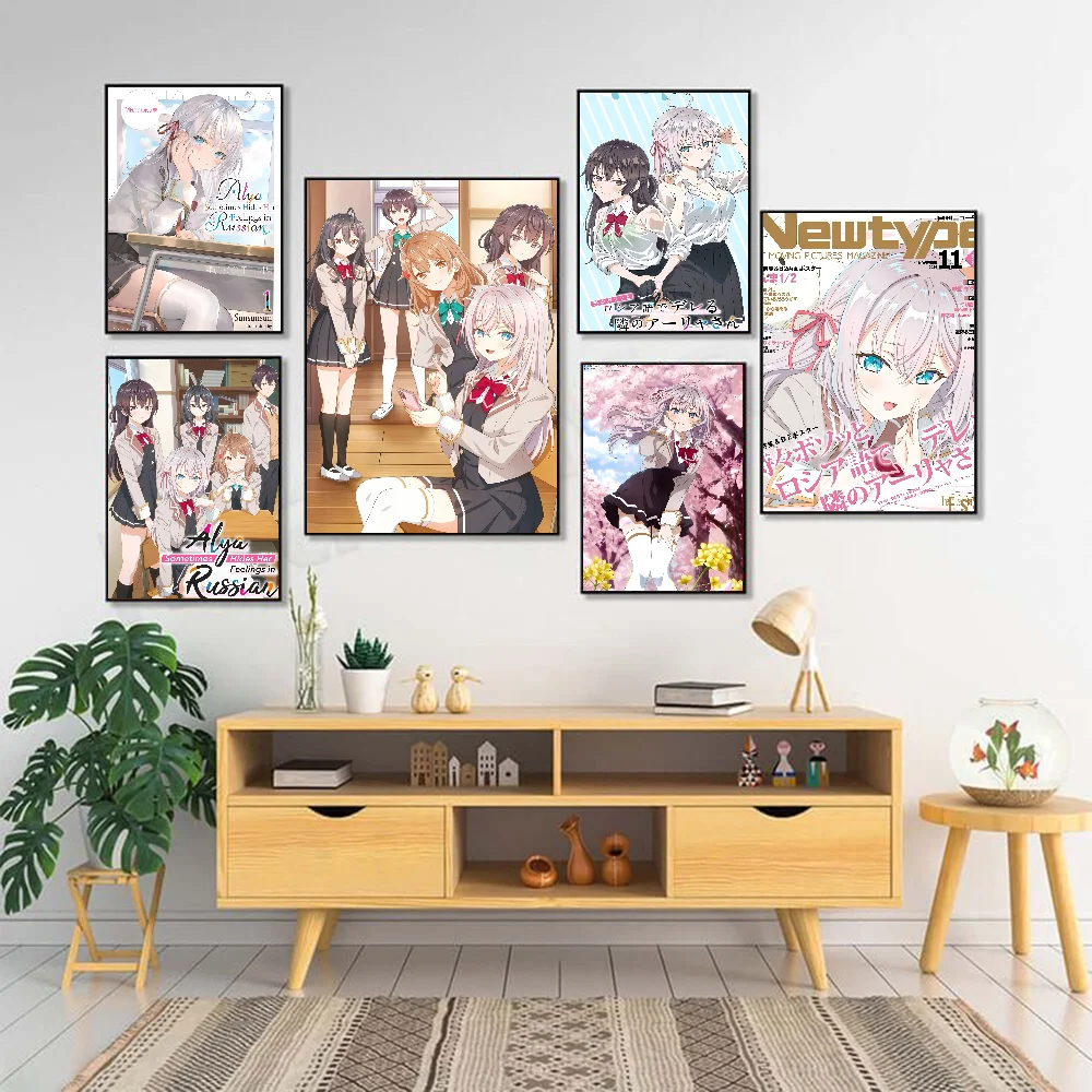 Anime Alya Sometimes Hides Her Feelings In Russian Poster Waterproof Wall Art Movie Posters For Living Bedroom Retro Room Decor