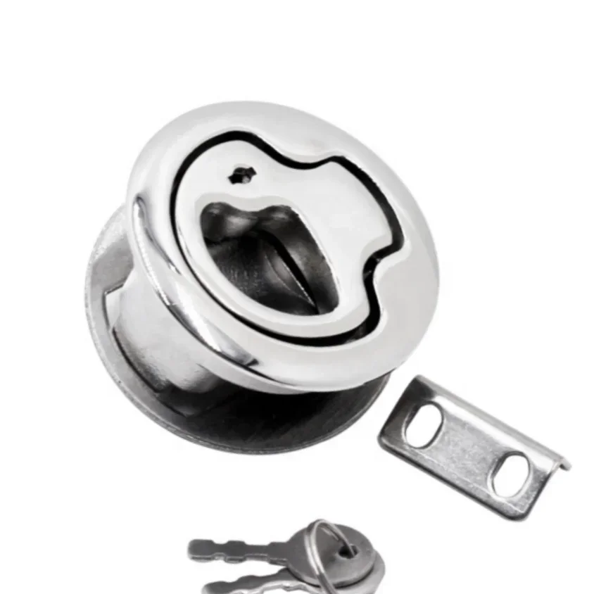 61mm 316 Stainless Steel Marine Floor Locks with Key Yacht Deck Puller Hatch Puller Lock Fishing Boat Accessories