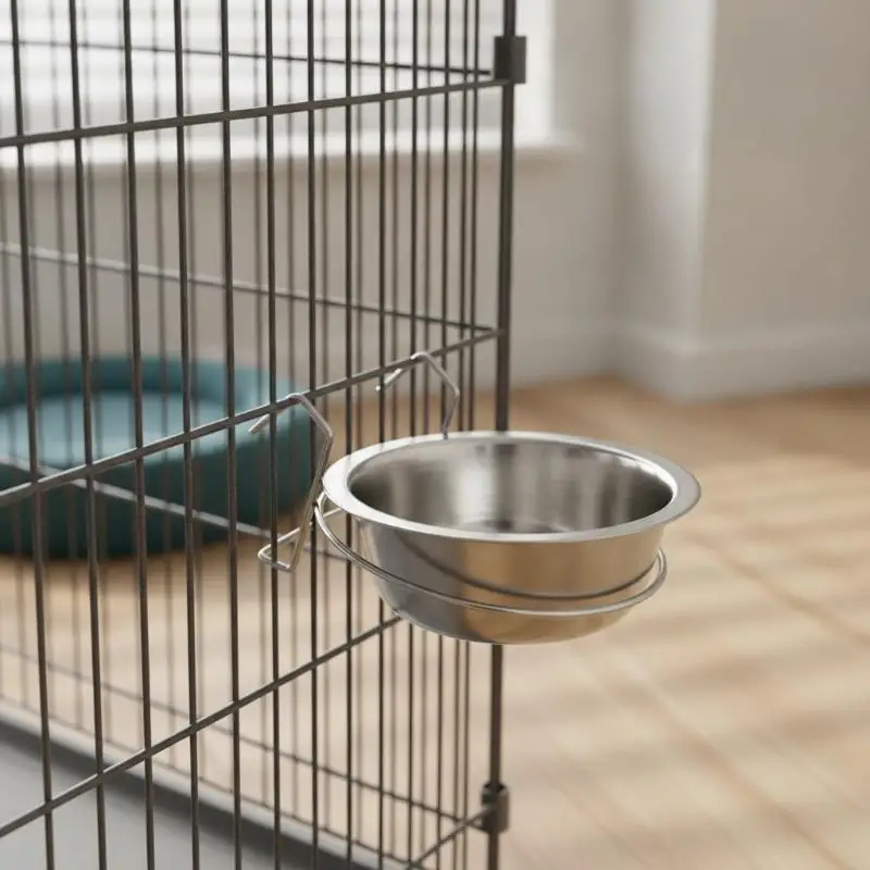 Hang On Stainless Steel Pet Bowl Portable Large Capacity Stationary Dog Feeder BPA Free for Outdoor Camping Hiking Travel