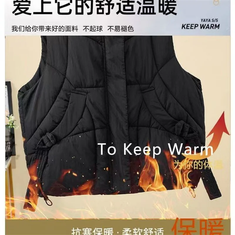 

New 2026 Autumn Winter Vest Women's Cotton Vest Waistcoat Fashion Down Cotton Coat Chinese Style Loose Keep Warm Vest Jacket