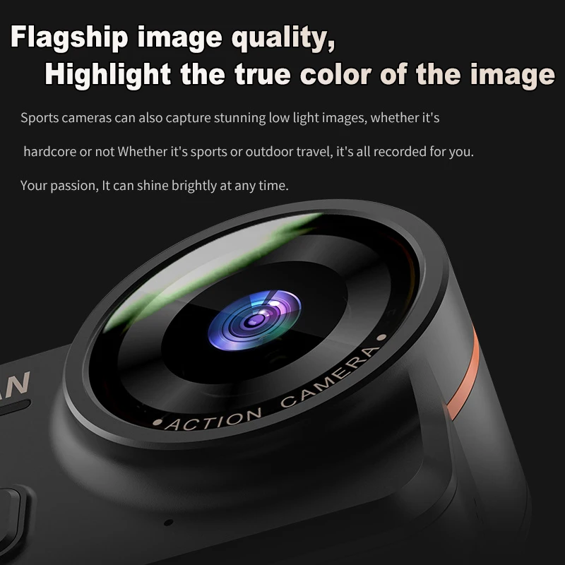 كاميرا الحركة المحمولة 5K 2.0 بوصة IPS HD شاشة تعمل باللمس IP68 مقاوم للماء واي فاي EIS مع بطاقة 128G للدراجات النارية خوذة الدراجات النارية  #2