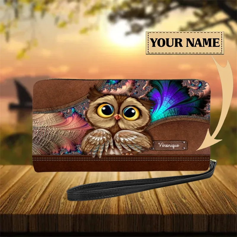 

Кошелек-клатч Night Owl с 3D-принтом, женский, из искусственной кожи, на запястье, милый кошелек, на заказ, с держателем для карт, дизайнерский, роскошный, Cartera Hombre