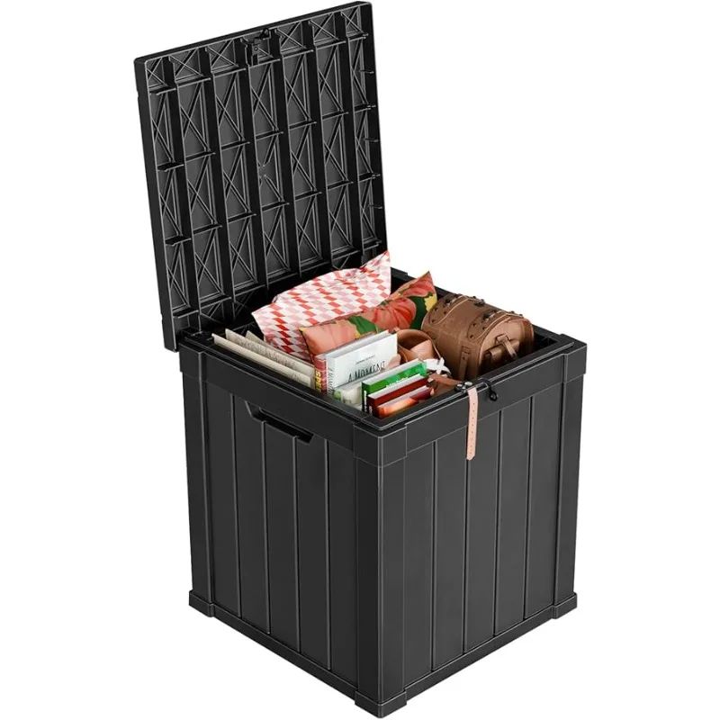 

51 Gallon Resin Deck Box, Lockable Patio Outdoor Storage Box for Furniture, Garden Tools and Tools Storage, Waterproof Outside S