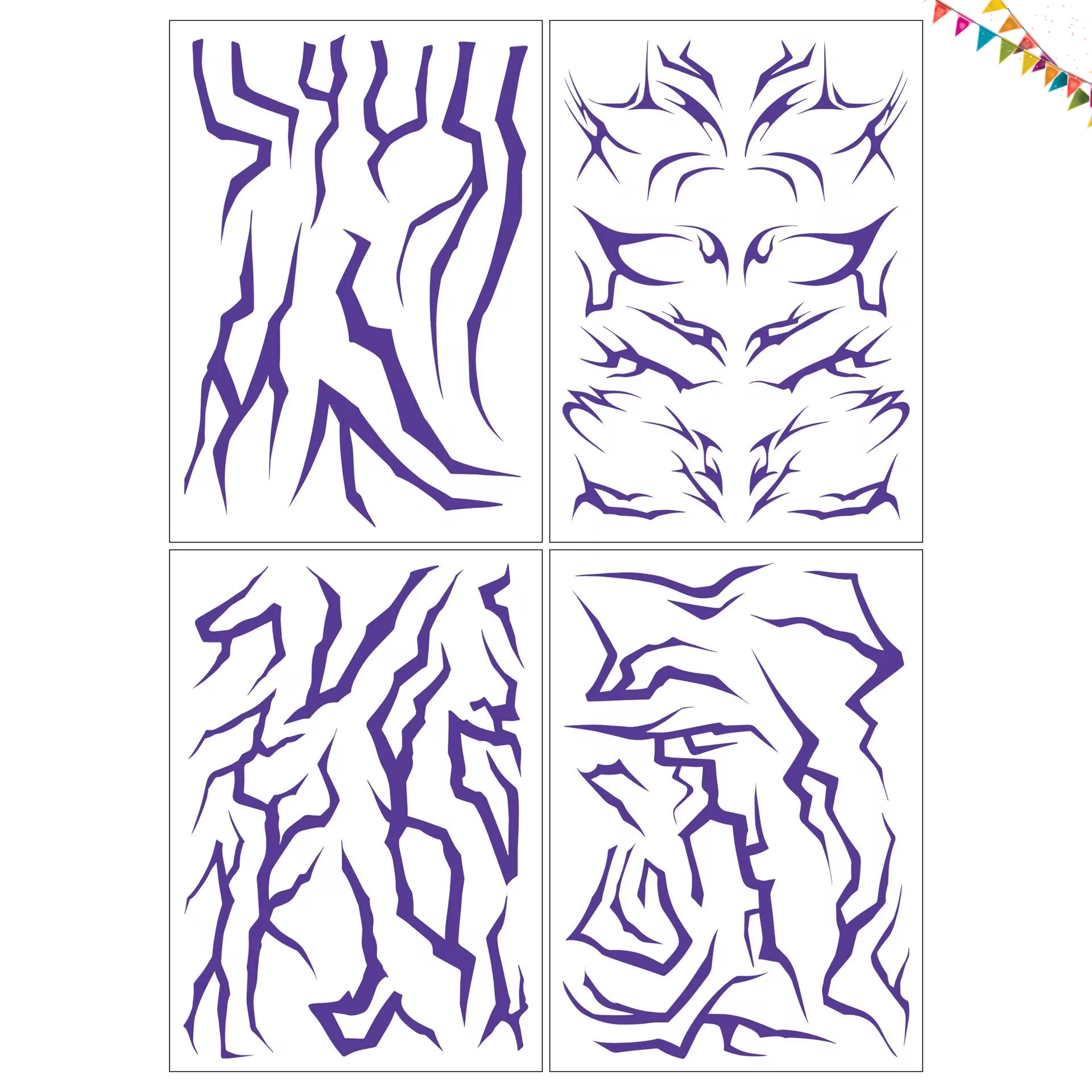 

Temporary Tattoos, Purple Lightning Bold Makeup for Cosplay Role Play, Waterproof Face Art Stickers