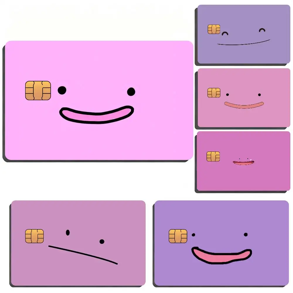 Light Purple Solid Color Simple Smile Film Skin Card Sticker For Bank Bus Metro Credit Debit Card Waterproof