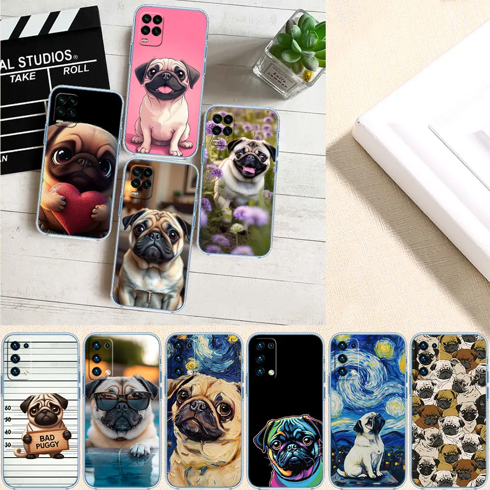 Capa de Telefone LO27 com Estampa de Cachorro Pug para Motorola Moto G10 G20 G30 G31 G32 G34 G35 G41 G42 G50 G51 G52 G55 G60 G60S G62 G71 G72 G75