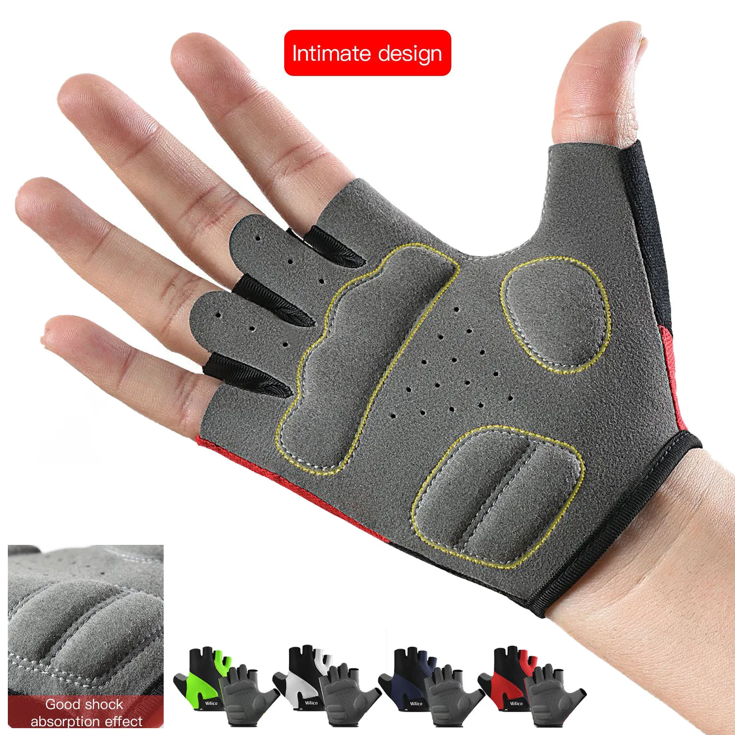Kurzfinger-Fahrradhandschuhe, hochelastischer Stoßdämpfungsschutz, atmungsaktive, verschleißfeste Sport-Frühlings- und Sommerhandschuhe