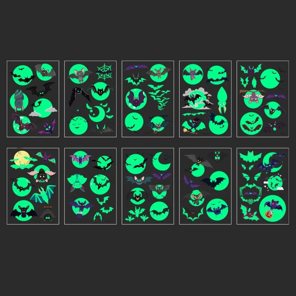 Мультяшные светящиеся тату-наклейки, водостойкие Светящиеся в темноте, Хэллоуин, искусственная Татуировка «сделай сам», боди-арт для детей