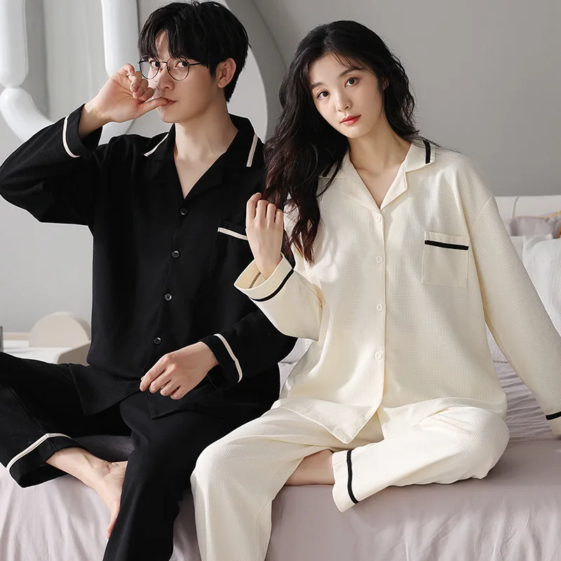 Spring Couple Japan Pajamas Set Women Men Cotton Soft Pyjamas Sleepwear Loose Homewear Fashion Pyjamas Suit pyjama homme coton