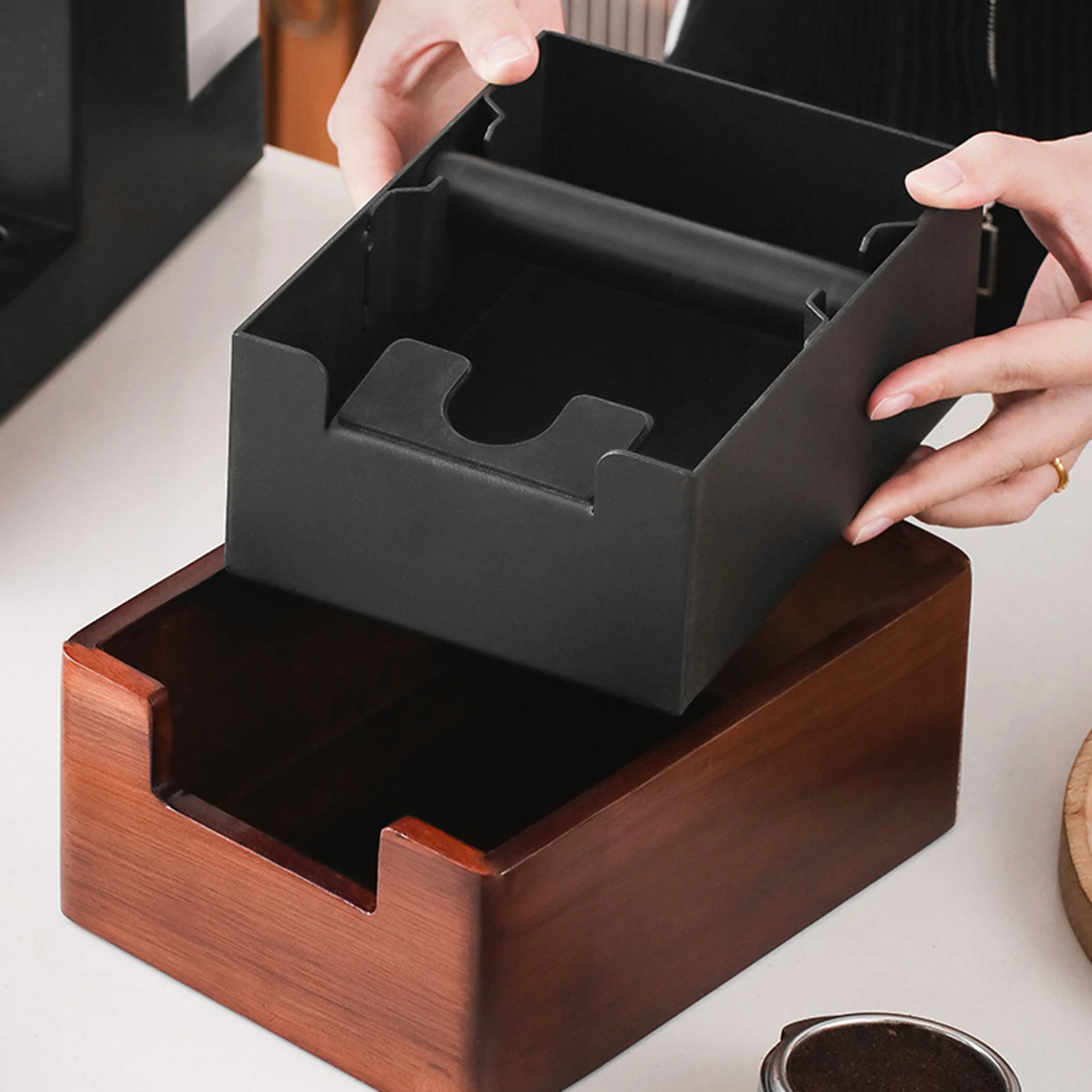 Secchio per scorie in Silicone rimovibile da 1,5 litri in legno secchio per residui di caffè Espresso strumenti per caffè scatola per scorie uso domestico strumento per Bar