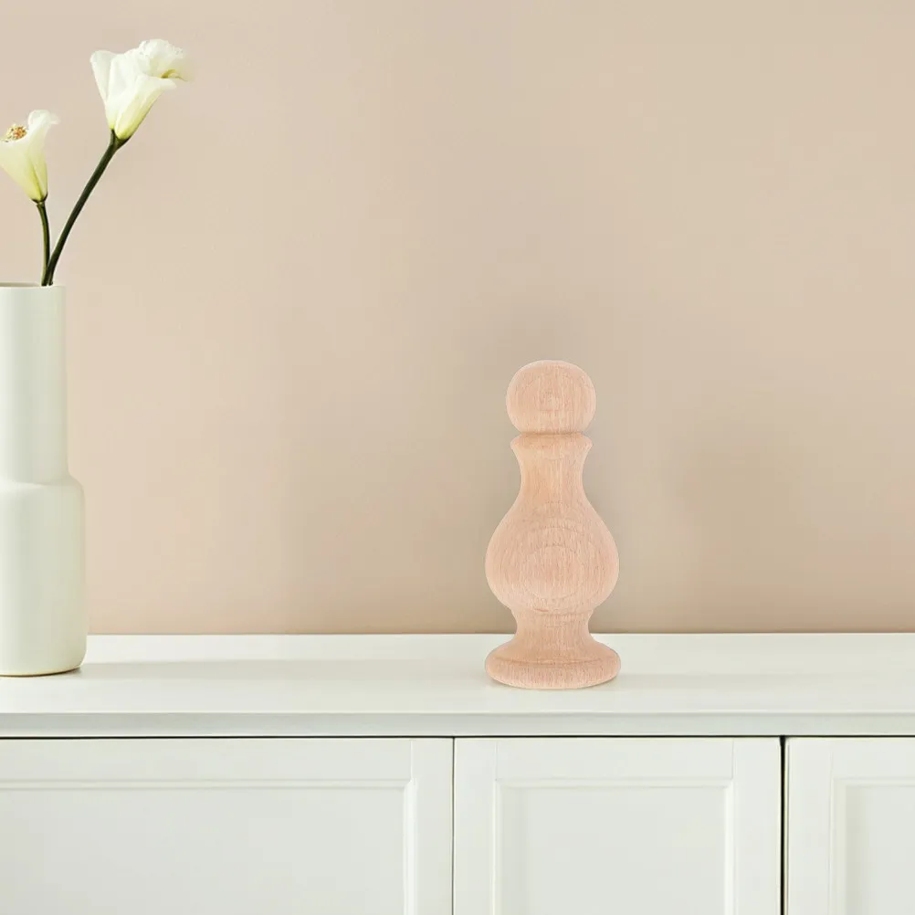 Wooden Spindle Finial Set Natural Solid Wood Roman Column Design Round Ball Top for Curtain Rods Bed Posts Staircases Furniture