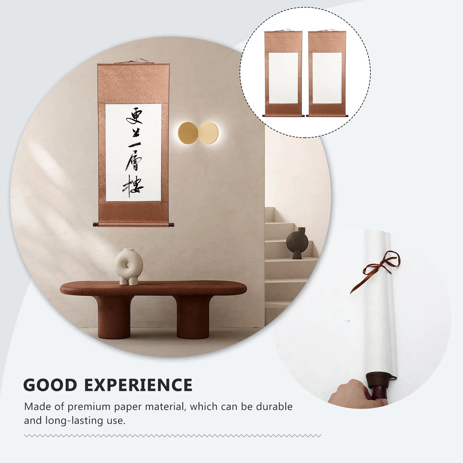 قطعتان من ورق التمرير المعلق الفارغ للخط الصيني، ورق كتابة اللوحة المحمول، حرفة تزيين جدران المكتب المنزلي #6