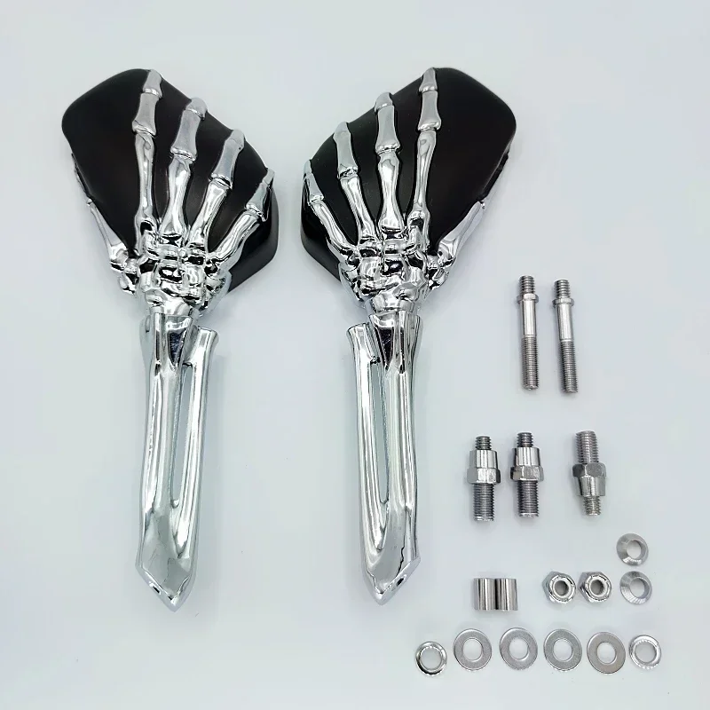 Fits Select Chrome Aluminum Skull Skeleton mirrors Ghost claws motorcycle accessories for M8 left right rearview