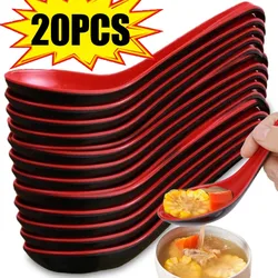 20/1 pz rosso nero cucchiai da minestra melamina cucchiaio di plastica antiurto con gancio gnocchi Porridge cena posate utensili da ristorante