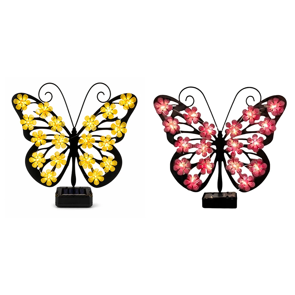 Patio Decoration Lamp Solar Lamp Metal Garden Ornament Winged Wall Decor Warm Visual Effect Metal And Solar Components