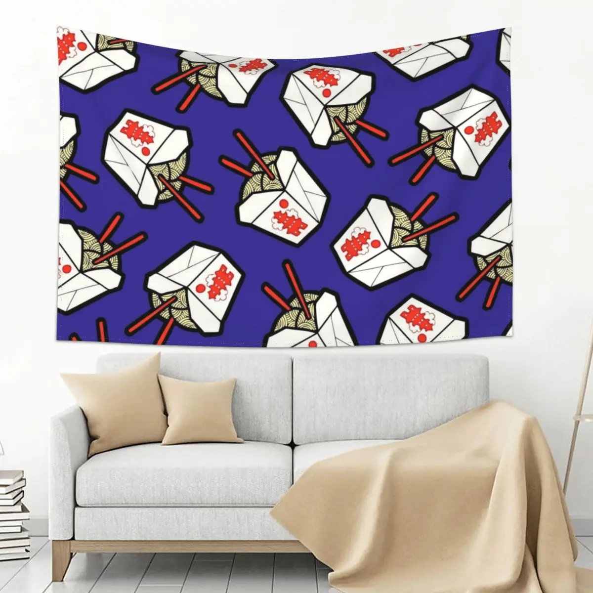 

Take-Out Noodles Box Pattern Tapestry Bedroom Decor Aesthetic Room Decorations House Decorations Wall Decor Hanging Tapestry