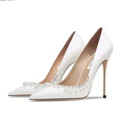 Shoes For Women luxury 2025 New White Bead String High Heels Fashion Pointed Toe Sexy Wedding Pumps Prom Ladies Shoes Women