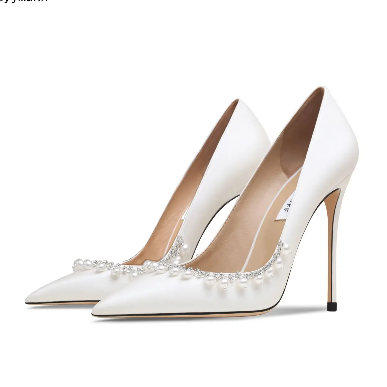 luxury women's shoes 2024 New Shoes For Women High Heels White Bead String Pumps Fashion Pointed Toe Stiletto Sexy Wedding 10cm