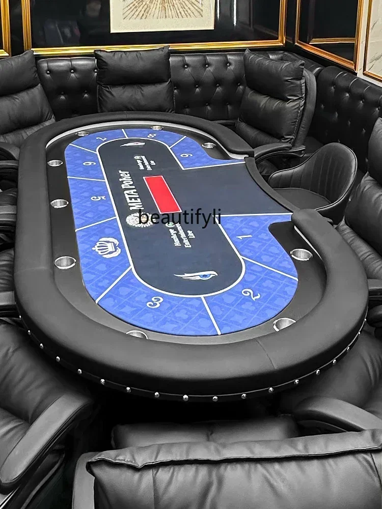 Poker Table Suit High-End Card Table Club  De Pu Suit with Chips and Seats Table Cover Supporting