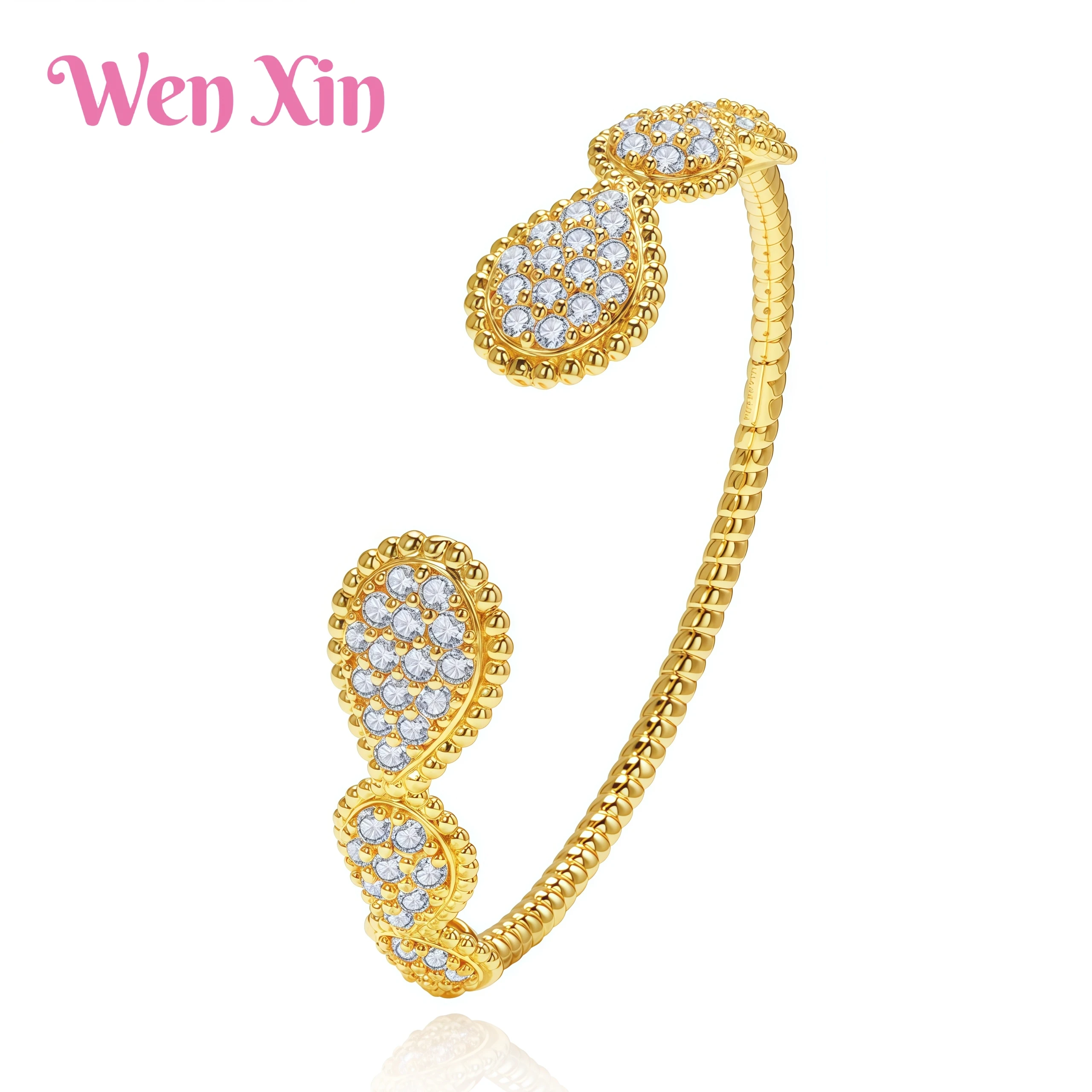 

WENXIN Brand MUSHAN MCT Vintage High End Living Bracelet With Diamond Studded Water Droplet Shaped Bracelet Fashion Accessories