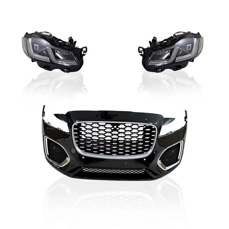 For Body Kit Jaguar F-PACE 2016-2021 Upgrade to New Look Front Bumper Grille with Full LED Headlights Assembly Car Accessories