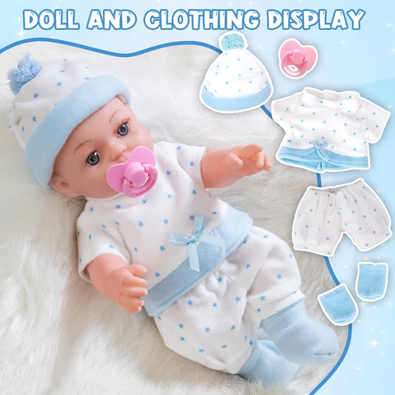 12in/30cm Reborn Doll Can Be Washed, Appease Be Education Soft Baby Doll Limb Movable and Clothes Detachable, Children's Toy Gif