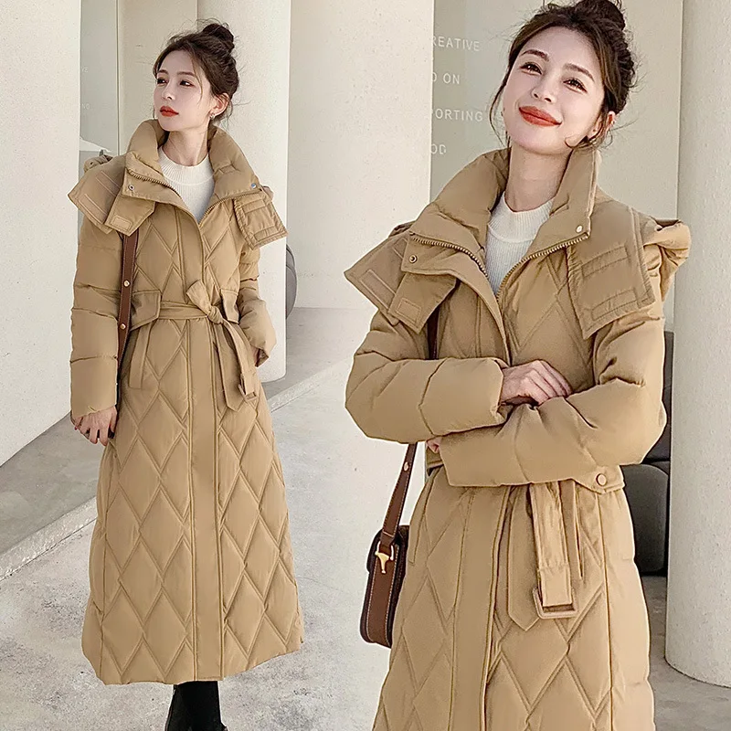 

2024Fashion Korea New Women Down Cotton Coat Winter Warm Padded Jacket Long Female Casual Hooded Parker Cotton Clothes Outerwea