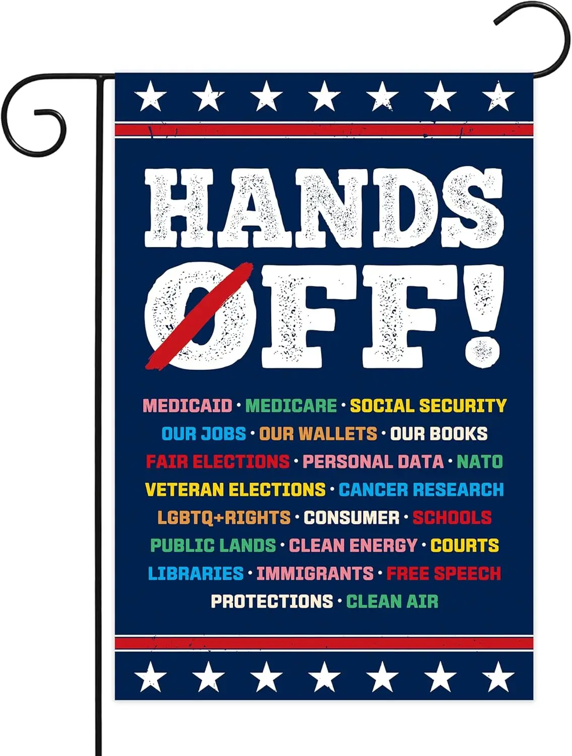 Hands Off Protest Social Security And Medicare Protest Double Garden Flag 12x18inch,Hands Off Flags for Outdoor Yard Decor G yyi
