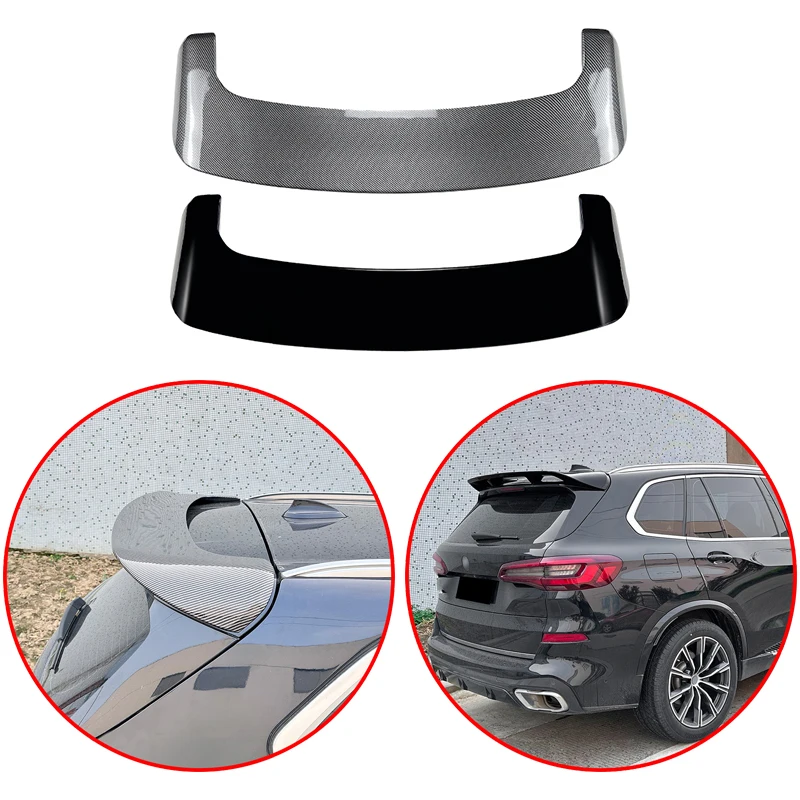 

For BMW X5 G05 SUV 2019 - 2024 High Quality ABS Plastic Material Glossy Black Carbon Fiber Look Rear Wing Roof Spoiler