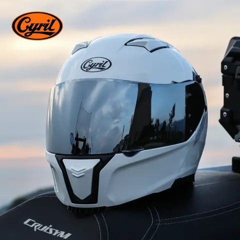 Cyril motorhelm Flip Up Dot-gecertificeerde helmen met dubbele lens Binnenvizier ECE-gecertificeerde veiligheidsmotohelm voor volledig gezicht